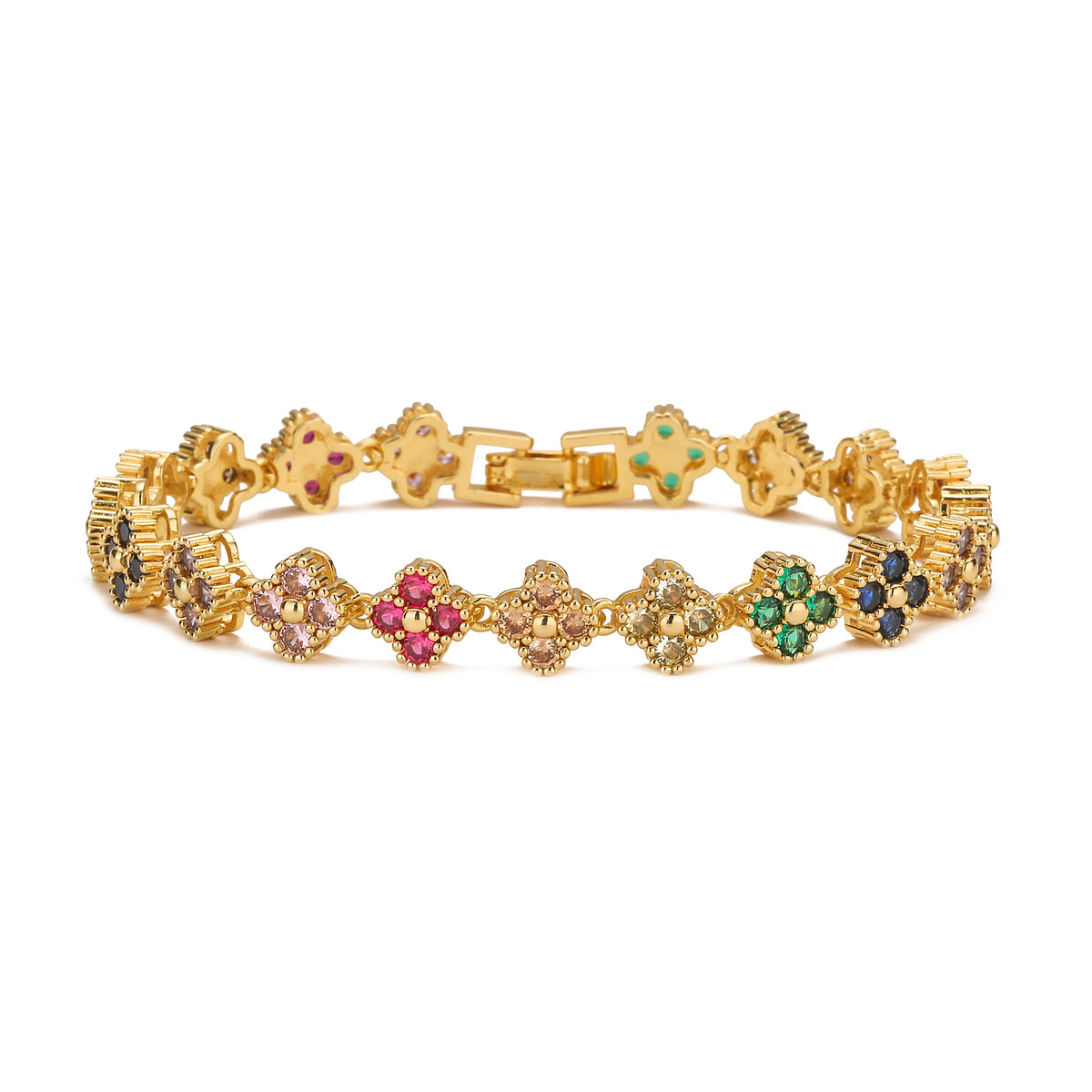 HECHENG,AAAAA Brass 18K gold-plated Flower Necklace Bracelet Jewelry Set ，for Christmas gift for women and best friend Pi-Mart