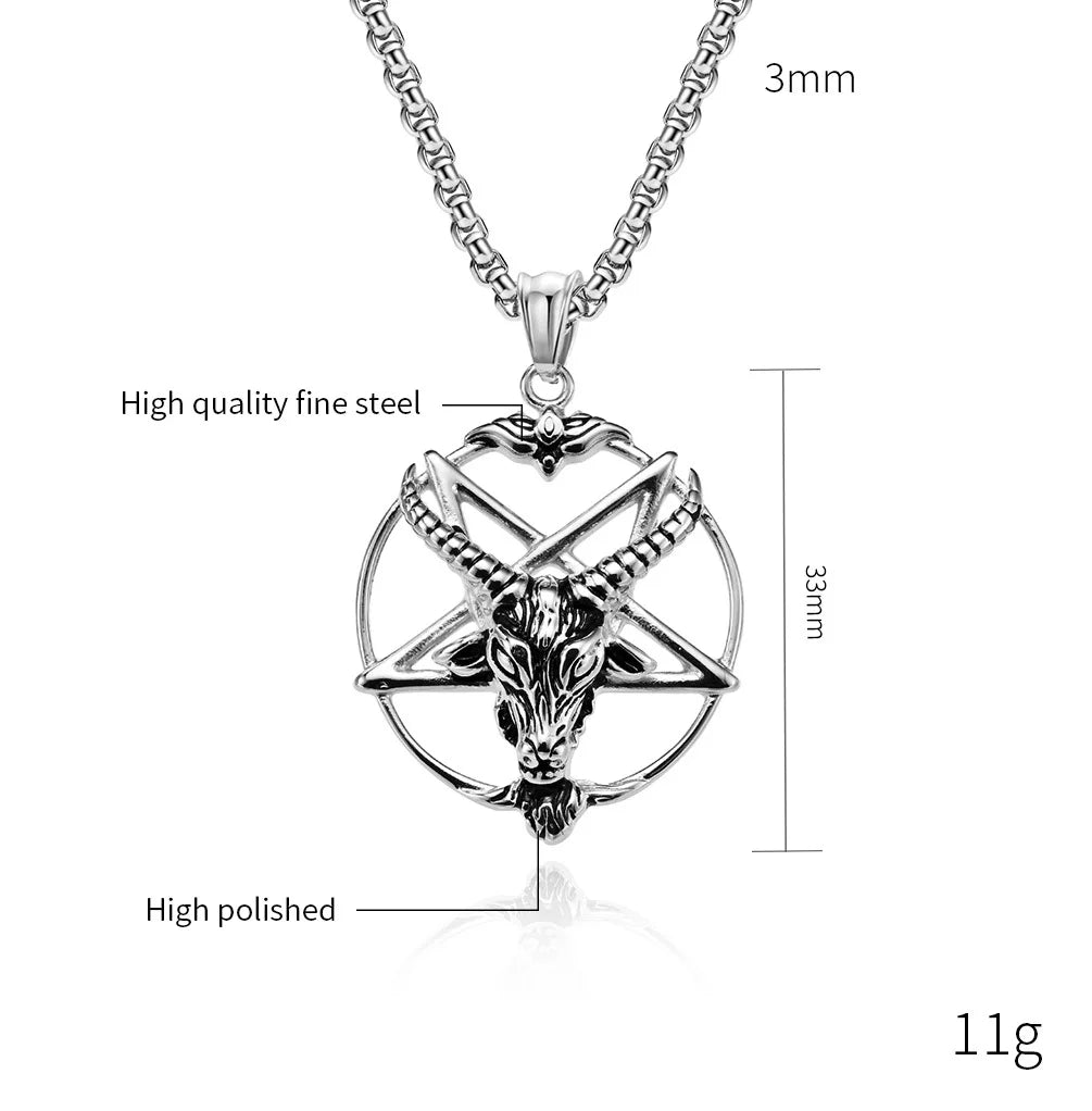 DARHSEN Men Stainless Steel Statement Pendant Necklace Baphomet Goat Satanic Satan Demon Devil Fashion Jewelry Pi-Mart