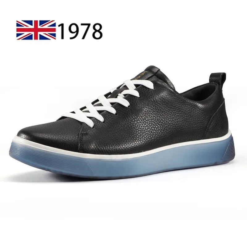 Men Casual Leather Shoes, Business Genuine Leather Shoes Men Thick-soled Sports White Versatile Board Shoes Pi-Mart