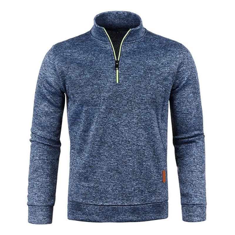 Autumn Men's Half Zipper Sweatshirts Long Sleeve Solid Color Pullover Turtleneck Streetwear Winter Warm Jacket Sport Coats Pi-Mart
