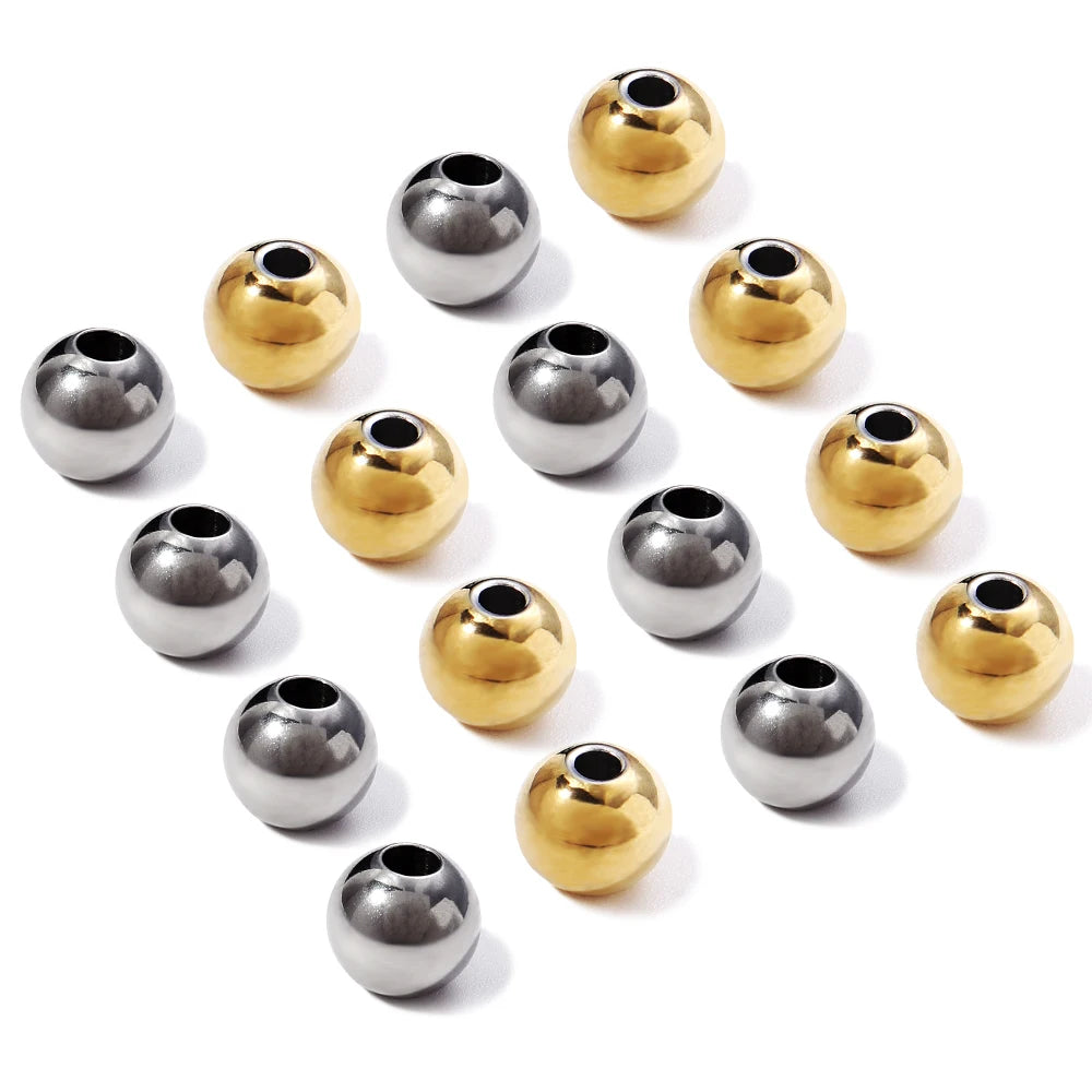 2-10mm High Quality Stainless Steel Beads for Jewelry Making Loose Spacer Beads DIY Bracelet Necklace Bracelets Wholesale Pi-Mart