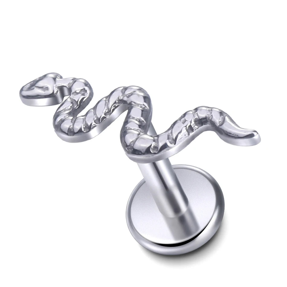 1Pc G23 Titanium Cartilage Stud Earrings for Women Lip Stud Labret Piercing Helix Daith Piercing Body Jewelry Pi-Mart