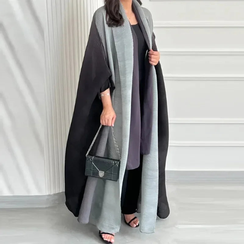 Wrinkled Women's Windbreaker Jacket Bat Sleeve Scarf Collar, Gradient Long Robe Fashion Retro Coats and Jackets Women LadyShow.Store