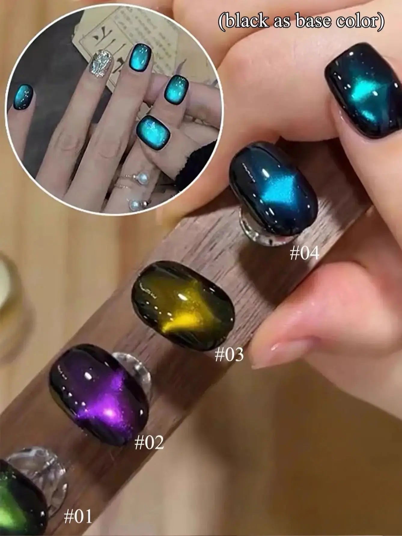 WS Black Glass Cat Magnetic Gel Nail Polish Punk Style Nail Art Manicure Varnis Semi Permanent Gel for Winter Nail Supplies Tri Light Beauty