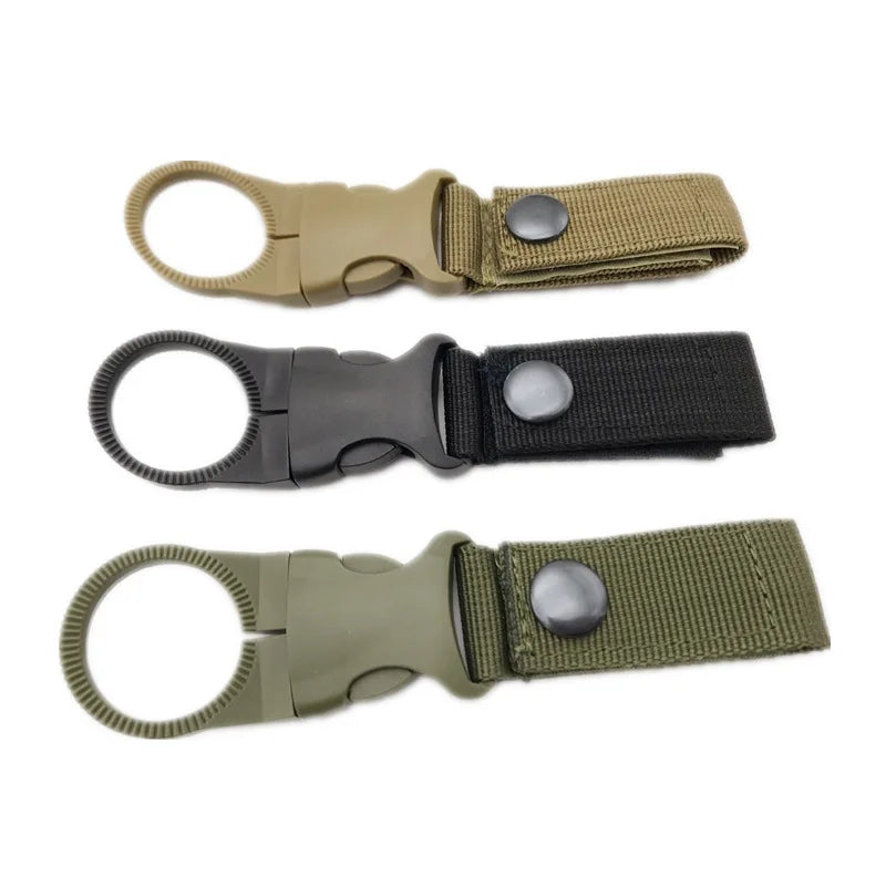 Webbing Water Bottle Holder Climbing Carabiner Belt Backpack Hanger Hooks Clip Multifunction Water Bottle Nylon Buckle Hook Clip Pi-Mart
