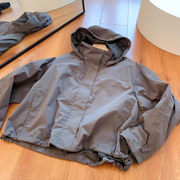 Mumaroho 2026 Autumn Winter Women Windbreaker Jacket Windproof Solid Long Sleeve Outdoor Sport Hooded Thin Coat Jacket For Women Pi-Mart