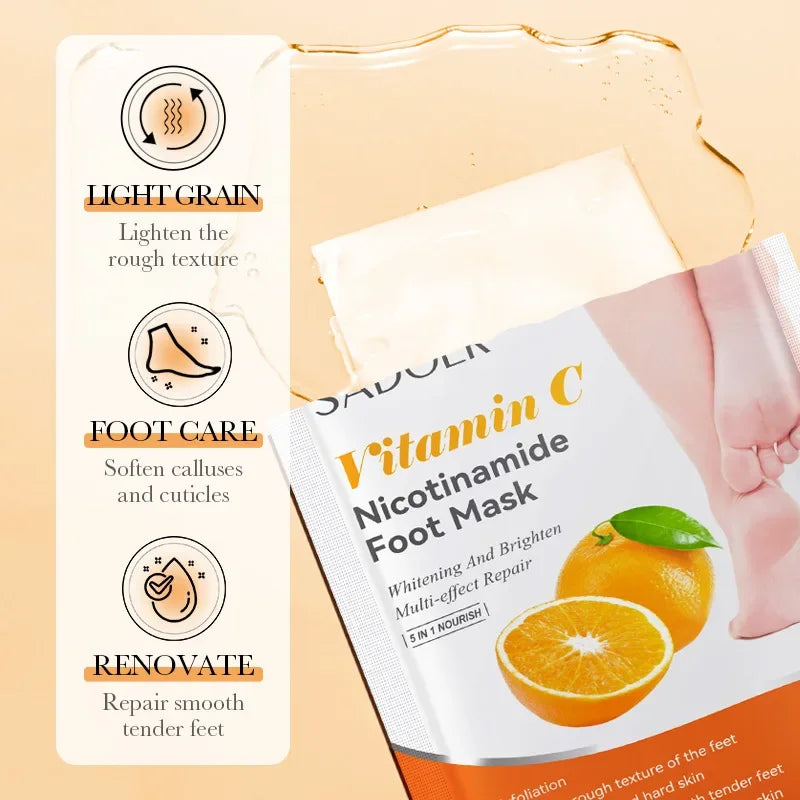 6 Pairs SADOER Fruits Foot Mask Moisturizing Foot Peeling Mask Exfoliating For Feet Spa Pedicure Exfoliant Feet Skin Care Pi-Mart