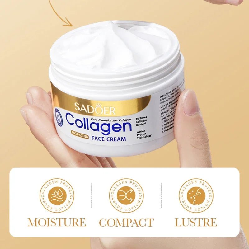 SADOER Collagen Firming Face Cream sknicare Moisturizing Hydrating Face Creams Faical Cream Beauty Face Skin Care Products Tri Light Beauty