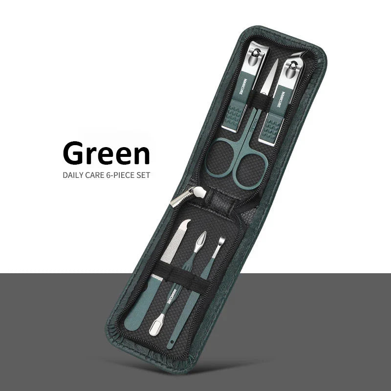 6/9 Pcs Set Professional Piece Nail Care Kit Stainless Steel Manicure & Pedicure Set Nail Clipper Set with Travel Case Tri Light Beauty