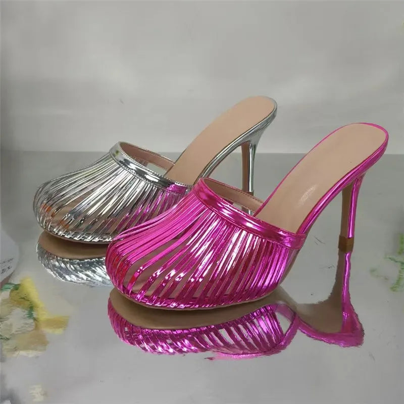 2026 New Sexy Women's Open Toe Mule Sandals - Slip On Stiletto Heels for Wedding/Party, Summer Breathable Comfort Dressy Shoes LadyShow.Store