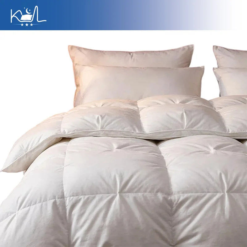 3D Luxury Quilted 100% Premium Goose Down Comforter King Queen Full Size Winter Thick Solid Color Duvet Pi-Mart