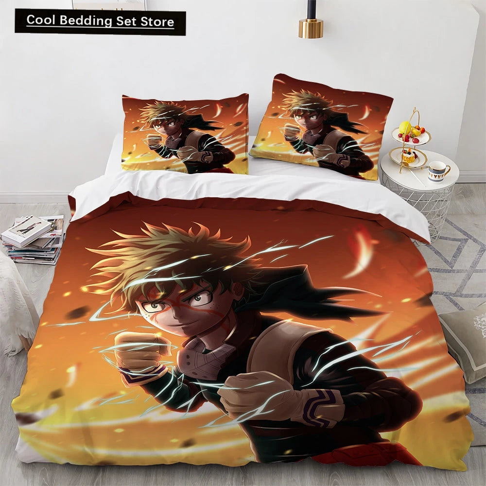 New Anime My Hero Academy Bedding Set Anime Characters Duvet Cover 3D Cartoon Polyester Quilt Cover Queen King Size Kids Boys Pi-Mart