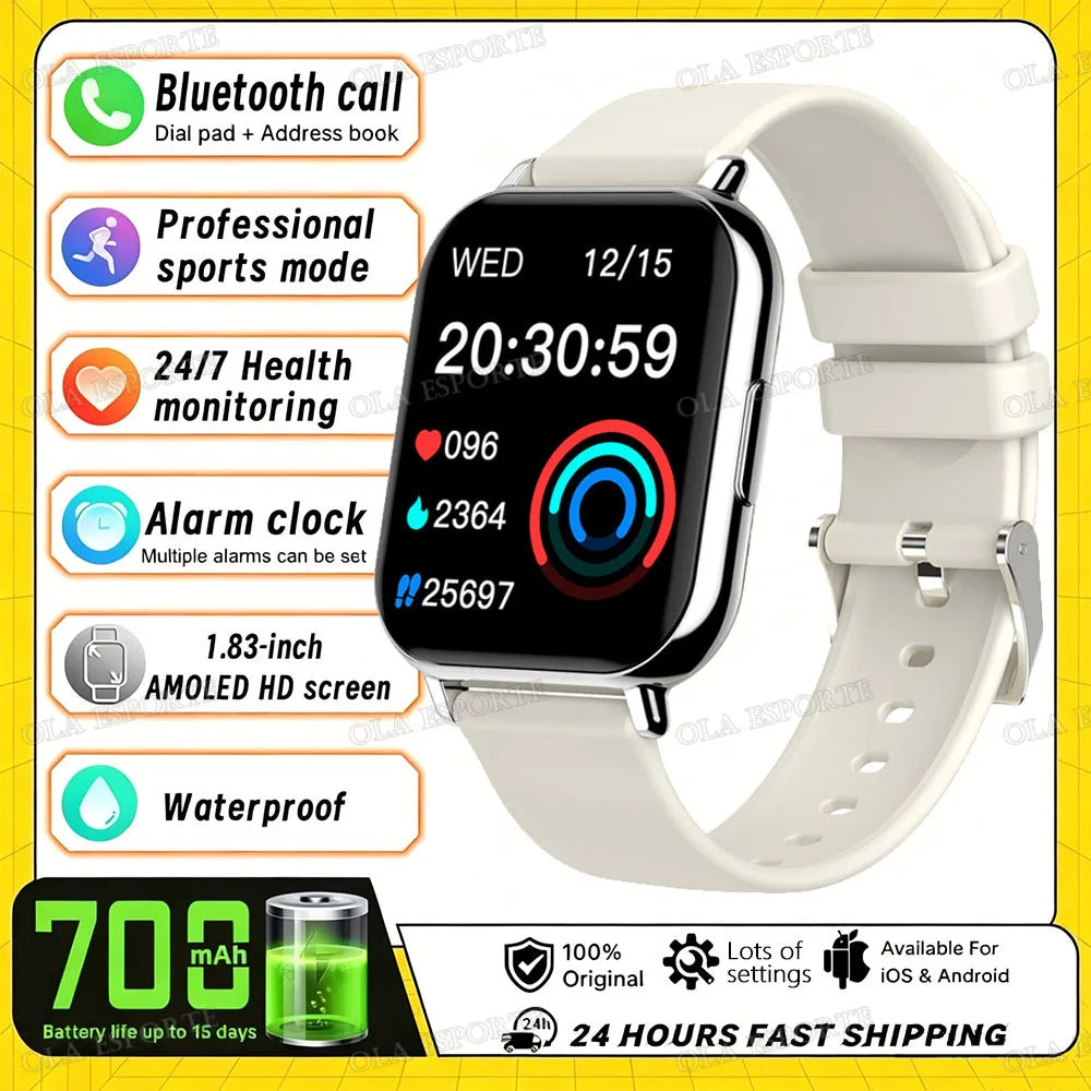 2026 Upgraded Smart Watch Heart Rate Blood Oxygen/Pressure Sleep Monitoring Bluetooth Call Voice Assistant Sport Mode Smartwatch LadyShow.Store