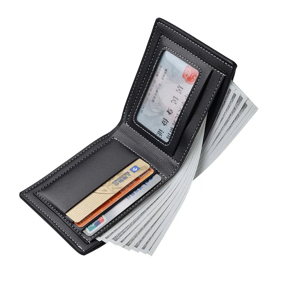 Pu Leather Men Short Wallet Thin Style Folding Young Men Credit Card Holder Wallet Pi-Mart
