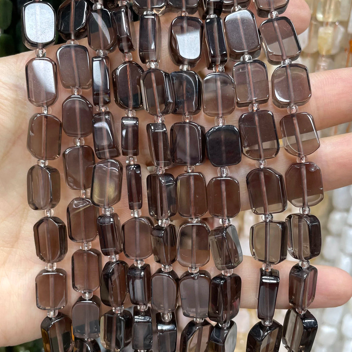 Natural Stone Flat Rectangle Amethyst Lapis Lazuli Quartz Apatite Spacer Beads For Jewelry Making Diy Bracelet Accessorie 8*12MM Pi-Mart