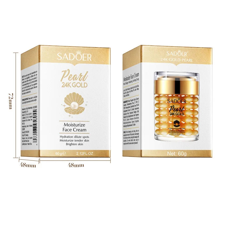 SADOER 24K Golden Pearl Collagen Face Cream Moisturizing Brightening Hydrating Firming Facial Cream Face Skin Care Products Pi-Mart