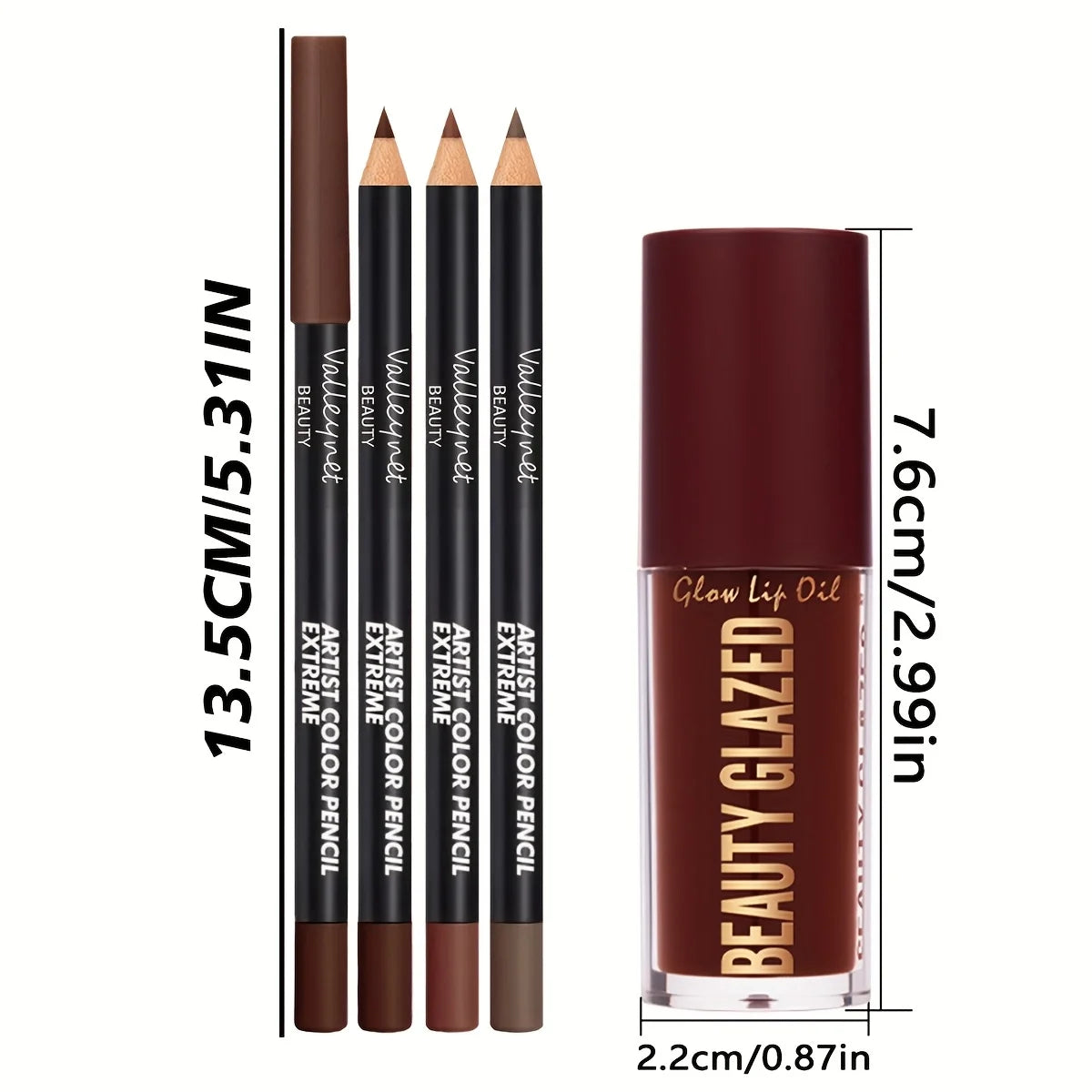 4Pcs Lip Liner & Lip Oil Set - Waterproof Matte Lip Pencils + Plumping Gloss Lipstick Kit, Long Lasting Makeup for Women Pi-Mart