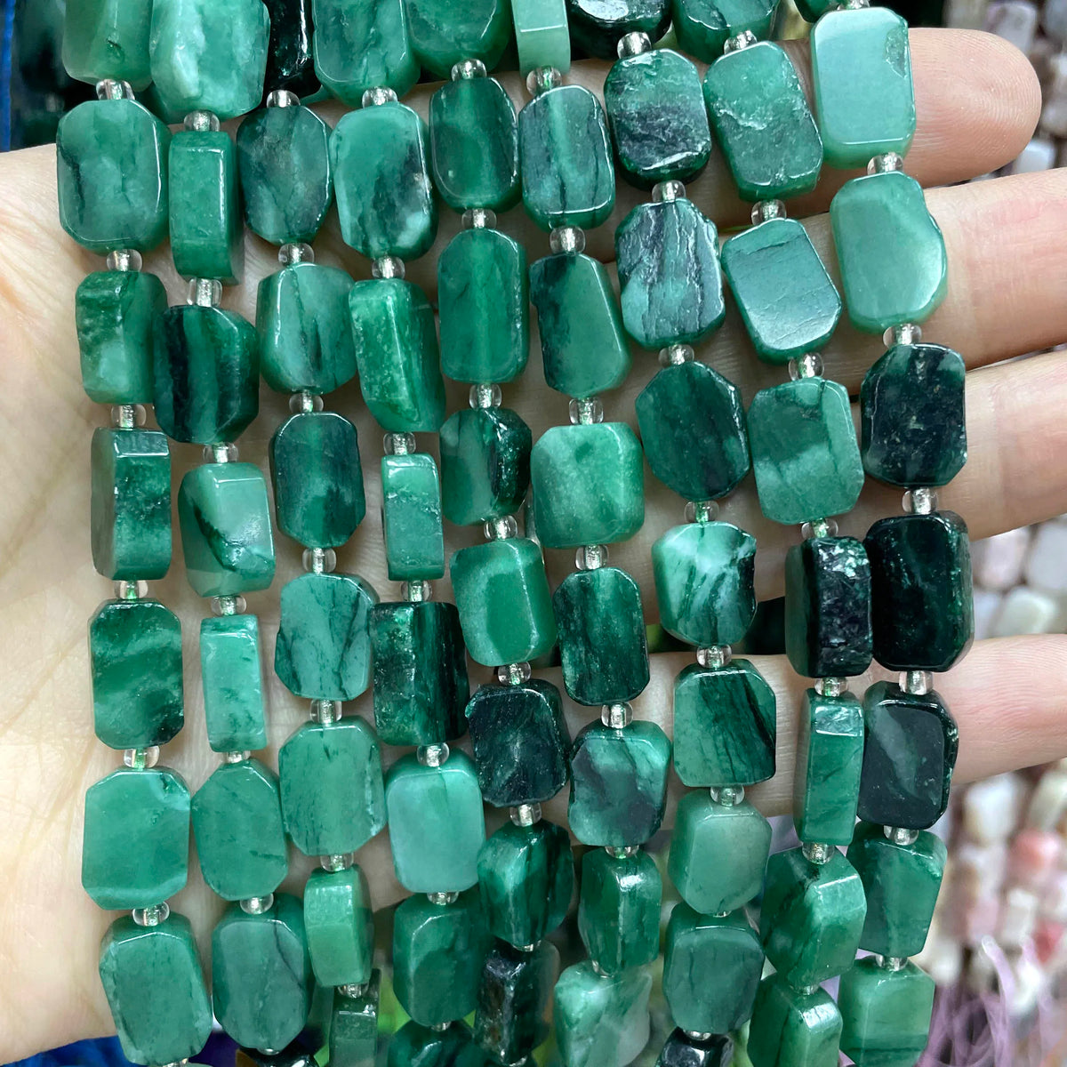 Natural Stone Flat Rectangle Amethyst Lapis Lazuli Quartz Apatite Spacer Beads For Jewelry Making Diy Bracelet Accessorie 8*12MM Pi-Mart