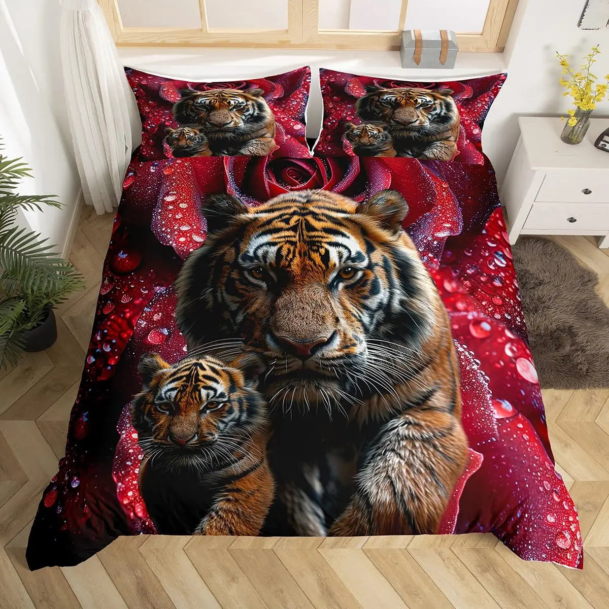 Tiger Duvet Cover Twin Queen African Animal Bedding Set Wild Safari Animal Comforter Cover for Child Teen Adult Bedroom Decor Pi-Mart