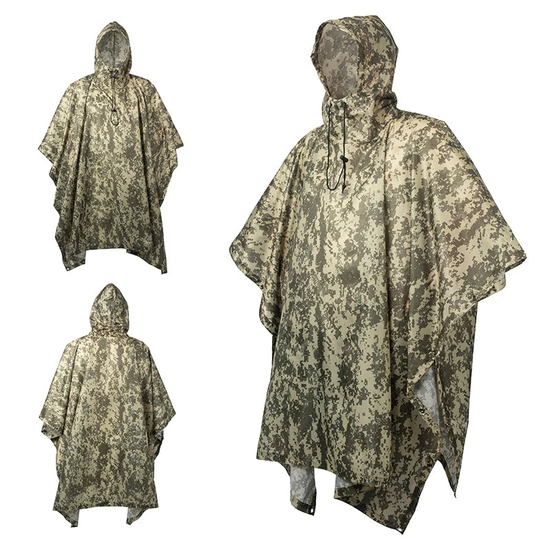 Man Military Impermeable Zipper Camo Raincoat Waterproof Rain Coat Men Raincoat Women Awning The Rain Motorcycle Rain Poncho Pi-Mart