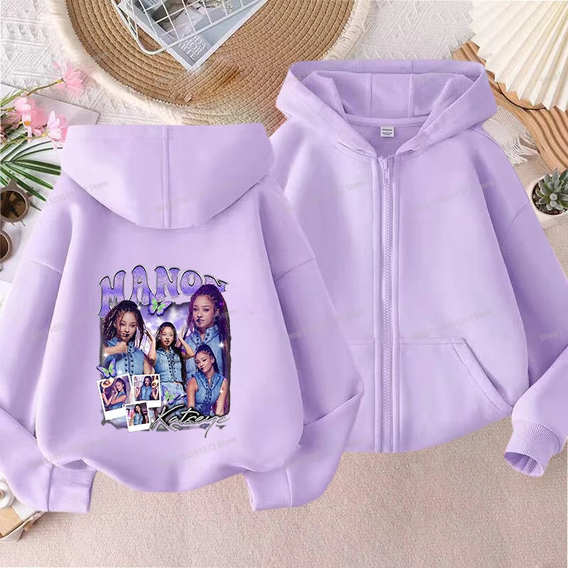 Fashion K POP K-KATSEYE Thin Jacket Cute Printed Coat Girls Sports Clothe Outdoor Workout Casual Top Trendy Birthday Kids Gifts Pi-Mart