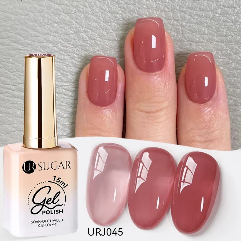 UR SUGAR 15ml Jelly Milky White Translucent Color Gel Polish Semi Permanent UV Gel Nail Art Soak Off Gel Varnish Latest Fashion Tri Light Beauty
