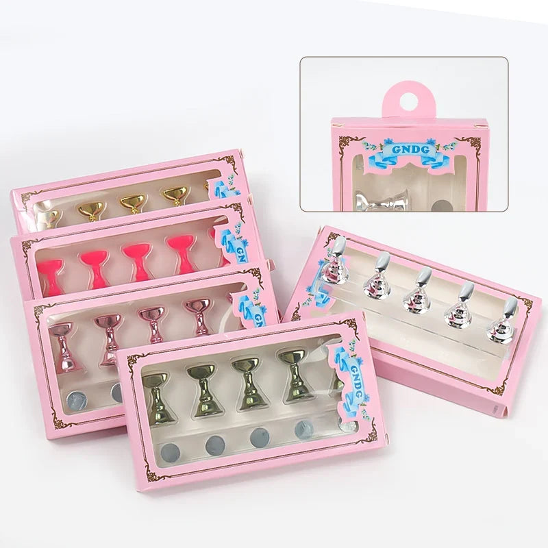 5pcs Chess Magnetic Nail Holder Acrylic Nail Tips Practice Display Stand Showing Shelf Gel Polish Display Stand Manicure Tools Tri Light Beauty