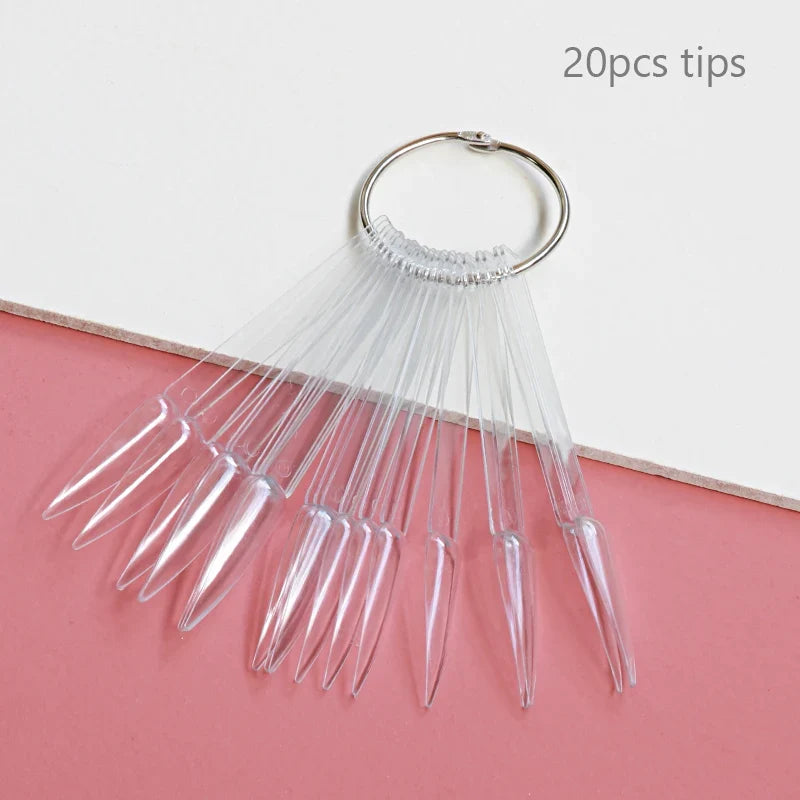 80/50/20pcs Nail Display Sticks Nail Swatch False Nail Tips Nail Gel Polish Practice Clear Display Board for Nail Art Tools Tri Light Beauty