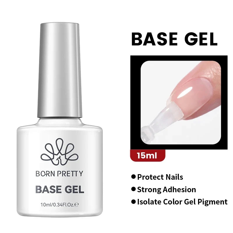 BORN PRETTY 10ml Base Gel Top Coat Rubber Gel Reinforcement Gel for Nails Tools Soak Off UV LED Nail Varnish Function Gel Tri Light Beauty