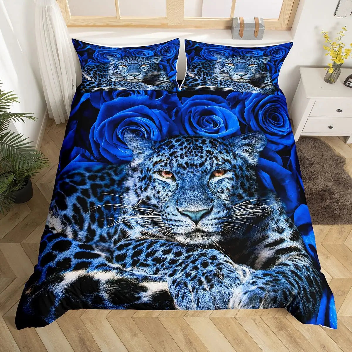 Cheetah Print Duvet Cover Set Leopard Quilt Cover Sets Queen King Size Animal Adults Boys Teenagers Home Bedding 3 Pieces Set Pi-Mart