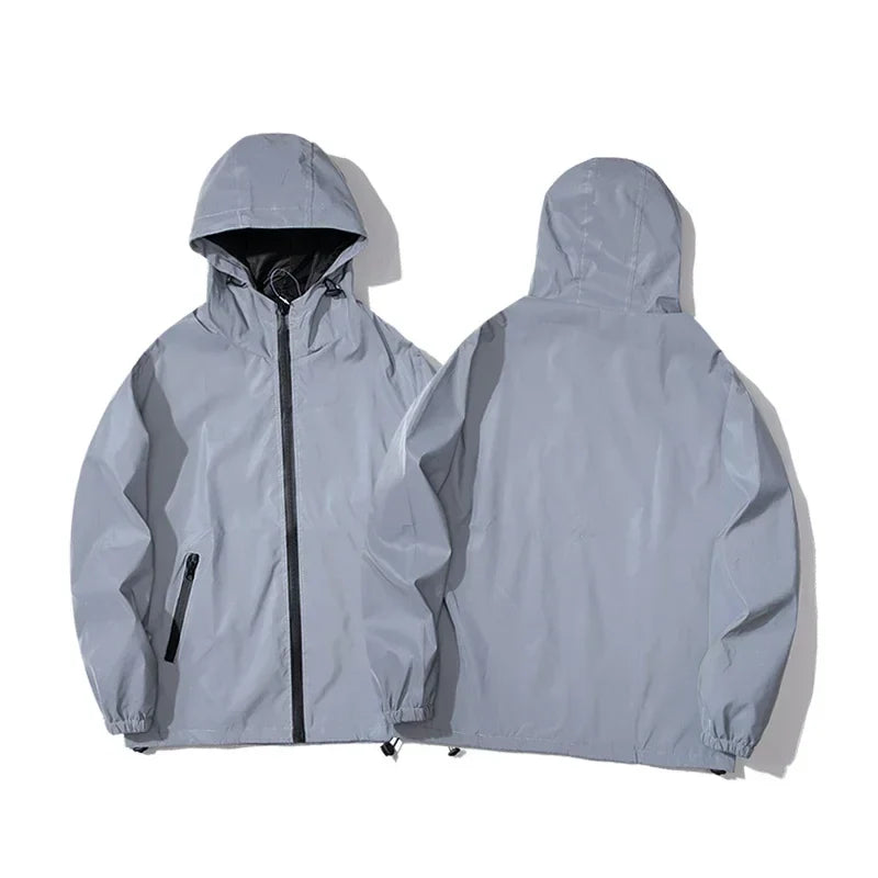 New Couple Night Reflective Clothing Solid Color Jacket Polyester Student Male Class Uniform Trendy Luminous Dancer Jacket LadyShow.Store