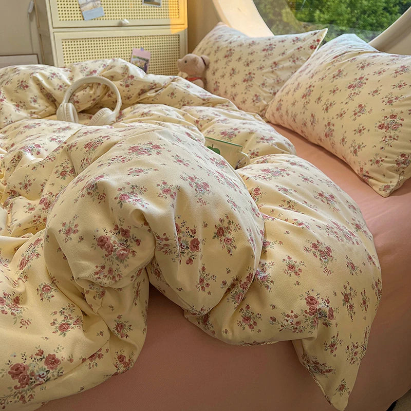 Floral Style Duvet Cover Soft Quilt Cover Single/Double/Queen Size Comforter Covers Girls Room Bedding (Pillowcase Need Order) Pi-Mart