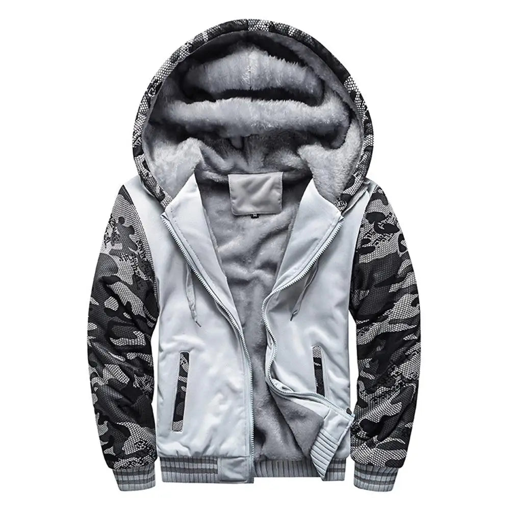 Men's Jacket Camouflage Thicken Winter Jackets for Men Fleece Long Sleeve Coat Man Casual Hoodies Streetwear Men's Coats Pi-Mart