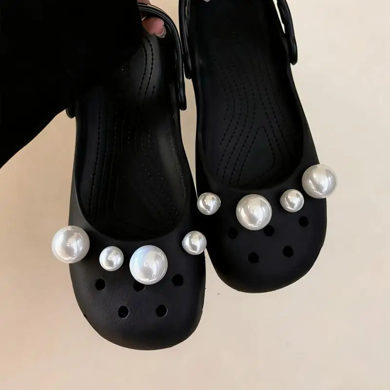 Elegant Polka Dot Bowknot DIY Shoes Charms Set 2026 New Luxury Faux Pearl Ballet Clogs Accessories Woman's Shoes Decorations Pi-Mart