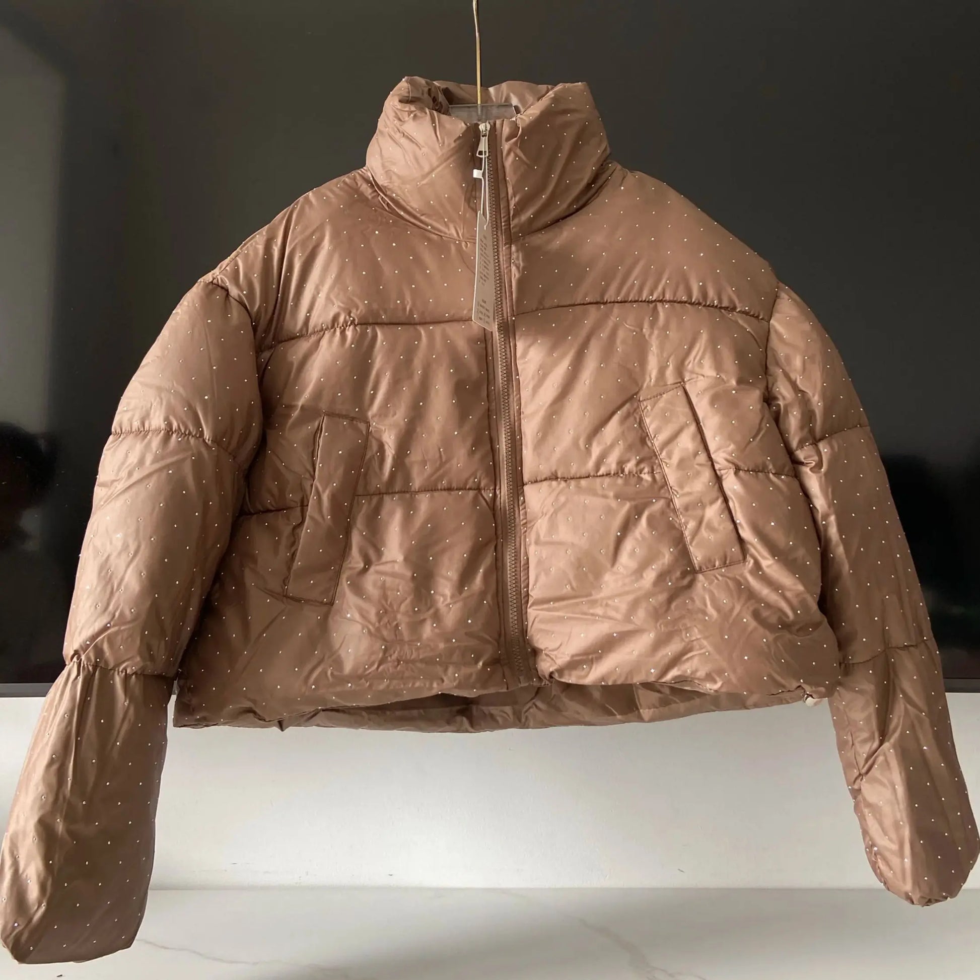 2026 New Winter Clothing Parkas Women's Outwear Short Coats Korean Rhinestone Coat Ladies Thickened Warm Cotton Puffer Jackets LadyShow.Store
