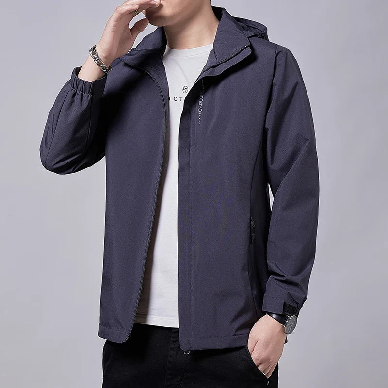 Chubasquero impermeable para exteriores para hombre, abrigo ligero para ciclismo con capucha, ropa de calle, chaqueta a prueba d LadyShow.Store