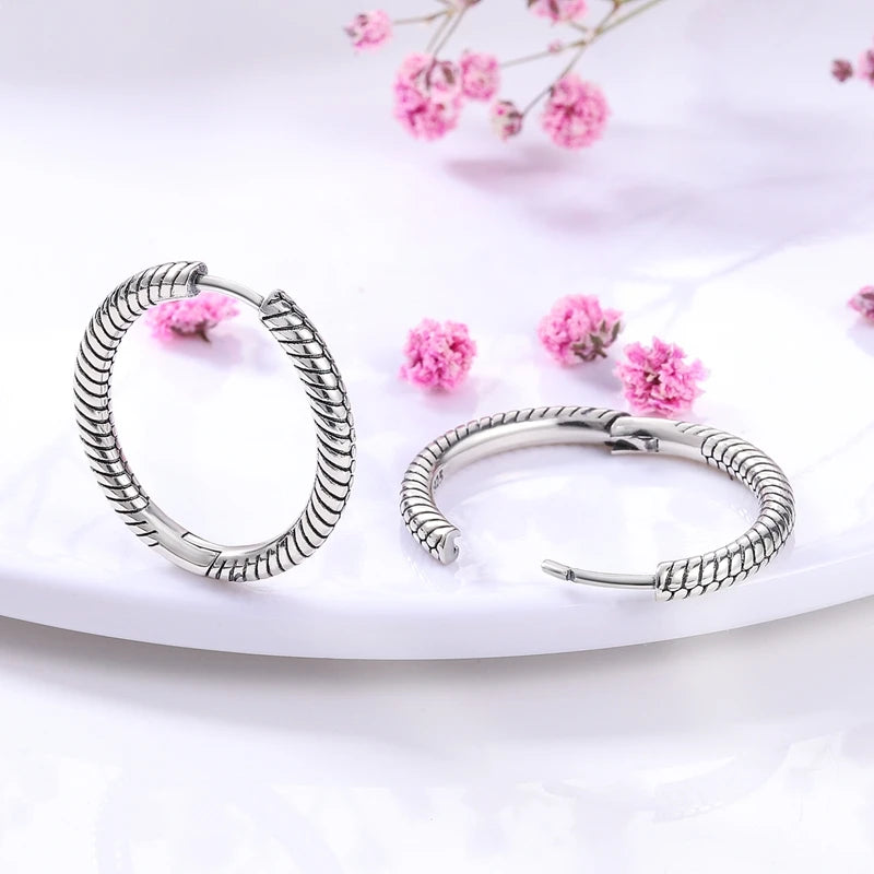 Genuine 925 Sterling Silver Love Feather Earrings Fit Original Charms Hoop For Women Girls Stud Earring Fine Jewelry Gifts Pi-Mart