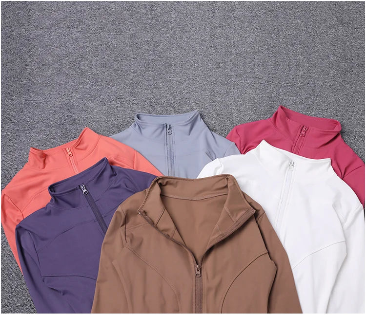 Women Sport Jacket Long Sleeve Shirt Workout Coat Gym Training Clothing Yoga Sportswear Pi-Mart
