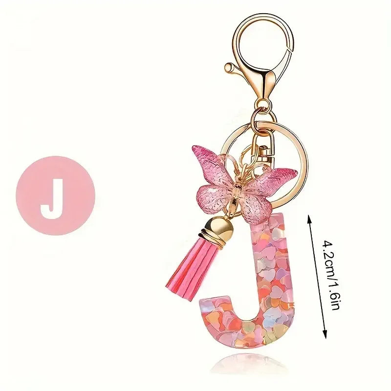 Fashion DIY A-Z Letters keychain Metal Holder Pendent Key Chain Women Car Key Ring Simple Letter Name Key Party Gift Jewelry Pi-Mart