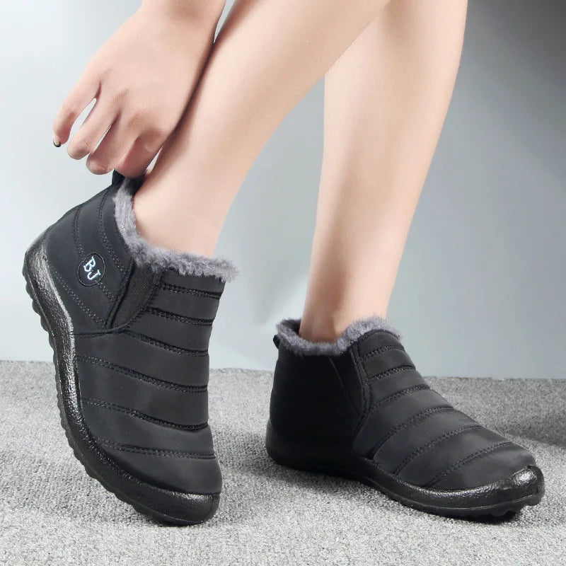 Snow Women Boots Fashion Unisex Shoes Slip On Platform Shoes For Women Ankle Boots Waterproof Plush Winter Shoes Botas Mujer LadyShow.Store
