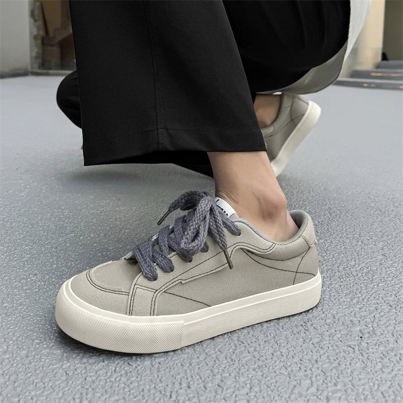 Mens Cowboy canvas Shoes Breathable Trend Mens board Shoes Thick Sole Trend Comfortable student Skateboard Trainers Footwear Pi-Mart