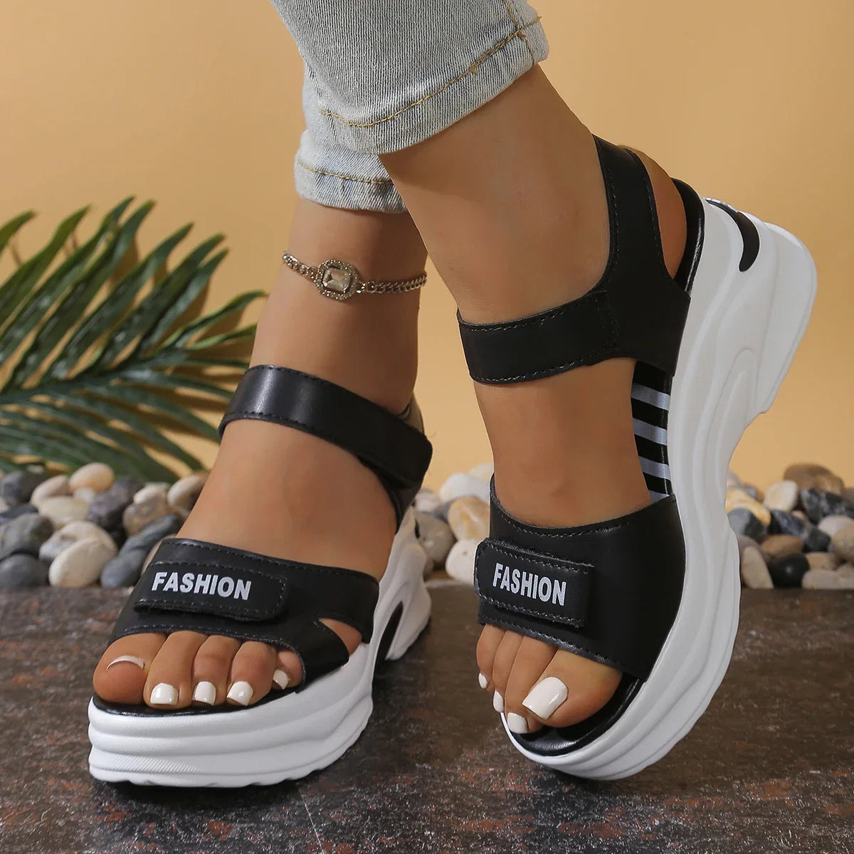 2025 New Women Platform Wedge Sandals Summer Fashion Comfortable Shoes Women Light Casual Velcro Beach Shoes Zapatos De Mujer LadyShow.Store