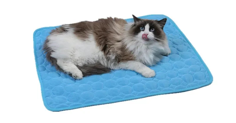 Summer Pet Ice Pad Cool Sleeping Mat Breathable Ice Silk Washable Pet Bed Durable Dog Cat Cushion Pet Supplies for Home Outdoor Pi-Mart