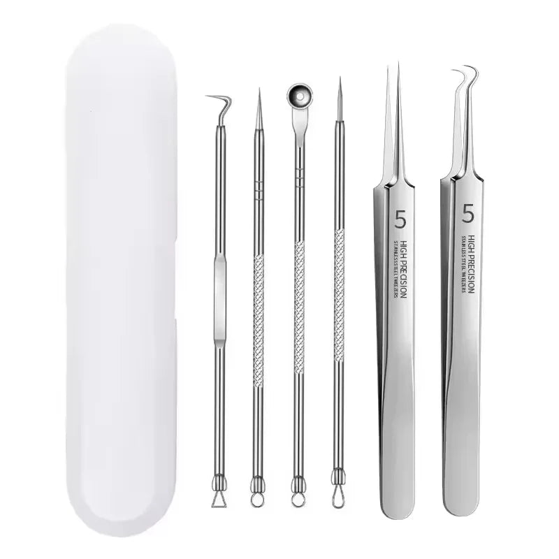 3-8Pcs Blackhead Clip Pimples Tweezer Blackhead Remover Stainless Steel Cell Clip Beauty Product Acne Needle Skin Cleanning Tool Tri Light Beauty