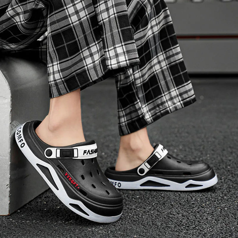 New fashion sandals Men's EVA casual comfortable hole garden shoes outdoor men's beach sandals indoor home unisex slippers Pi-Mart