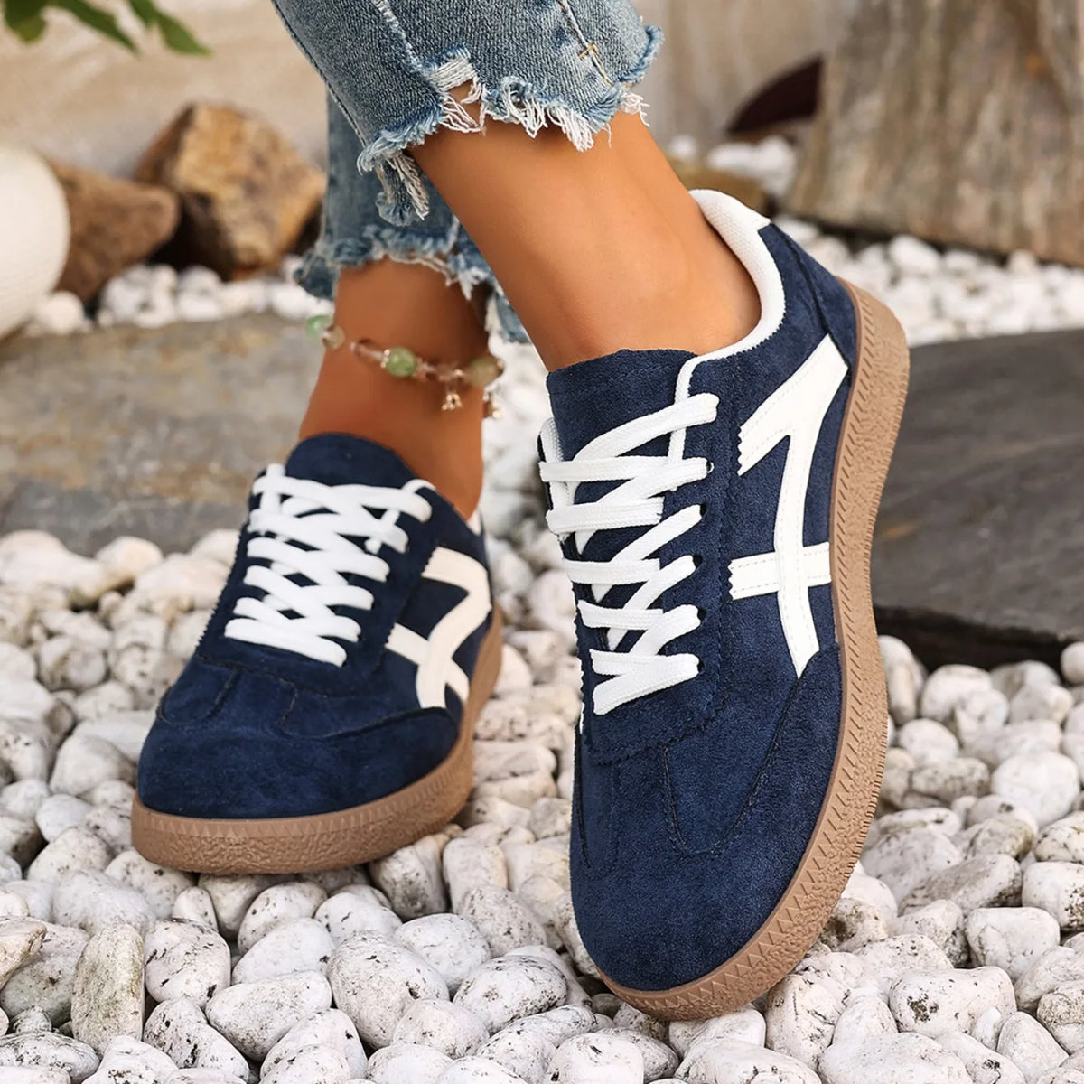 Women Sneakers 2026 Fashion Casual Flats Vulcanize Shoes Round Toe Lace Up Comfortable Flat Shoes for Women Zapatos De Mujer Pi-Mart