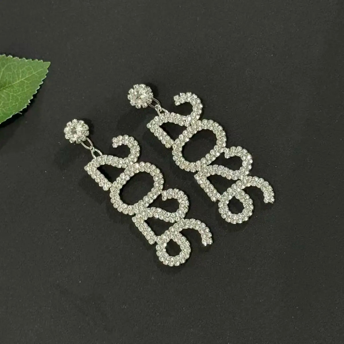 New Full Diamond New Year's Number 2026 Earrings, Christmas Gifts, Personalized Water Diamond Earnail Accessories Pi-Mart