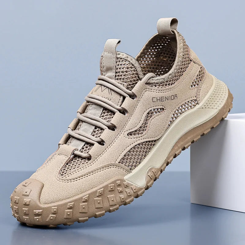 Oulylan Men's Summer Breathable Hollow Mesh Wading Shoes 2026 Outdoor Hiking Climbing Non-Slip Sport Sneakers Size 39-44 Pi-Mart