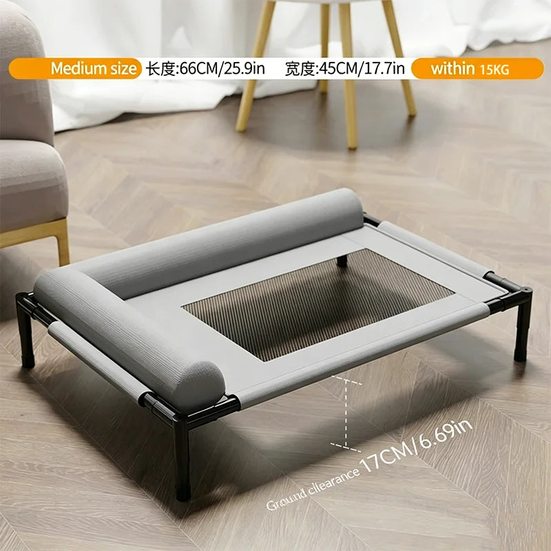 Elevated Cooling Mesh Dog Cot Breathable Moisture Resistant Bed With Pillow Four Seasons Use Indoor For Dog Cat Pet Supplies Pi-Mart