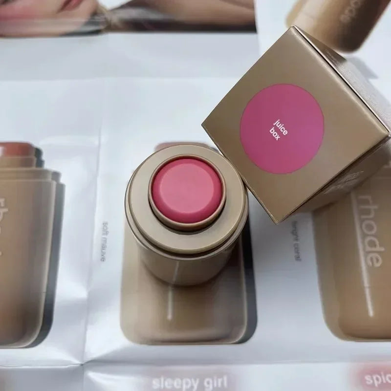 Rhod Pocket Blush LIP Stick Lip And Cheek Hydrating Stick Natural Rouge Powder Blush Cream Lipstick Cheek Easy To Apply Color LadyShow.Store